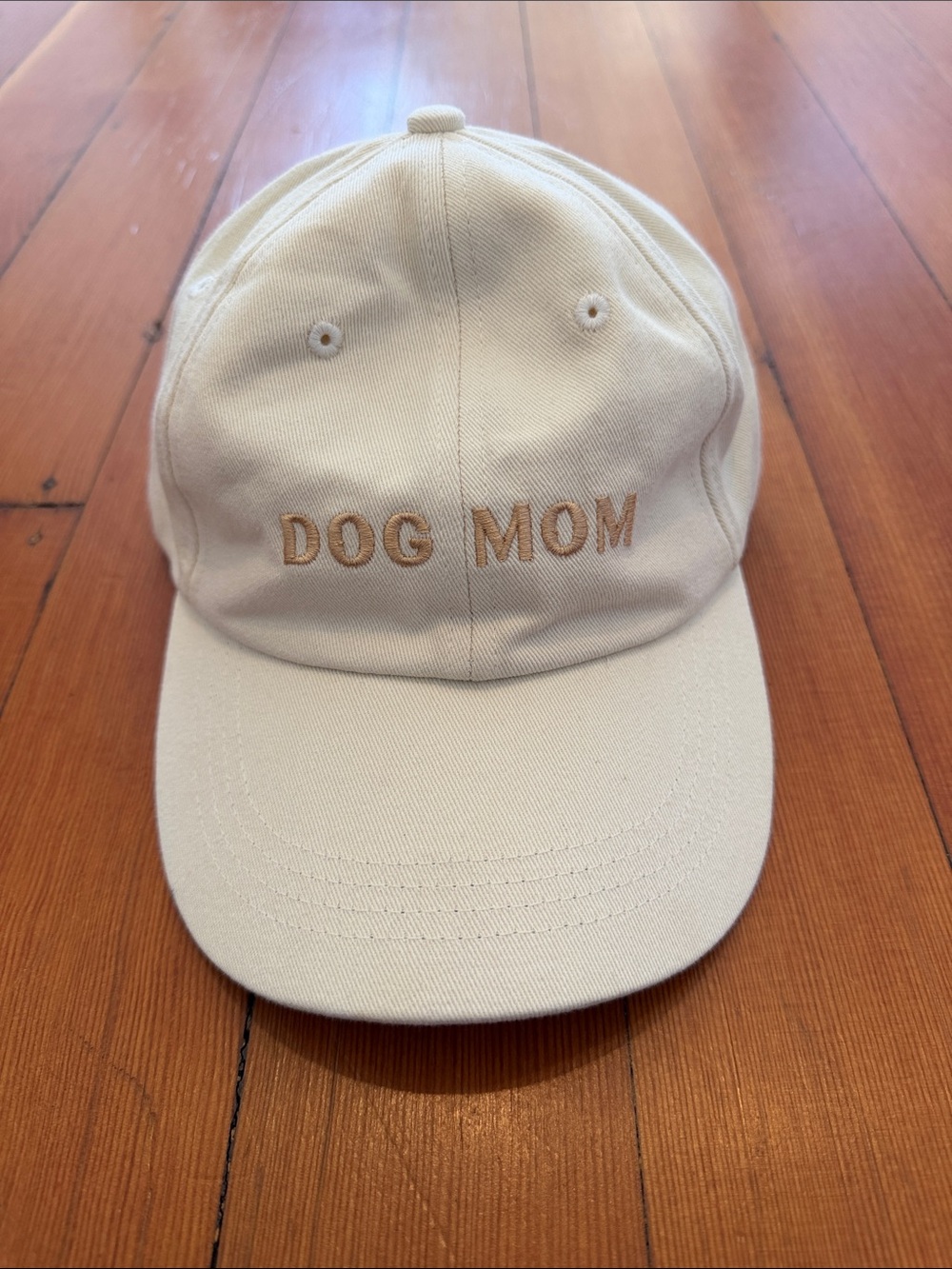Dog Mom Embroidered Baseball Cap - Cream